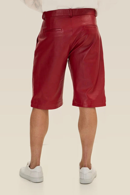 Nappa Lambskin Leather Shorts - Red
