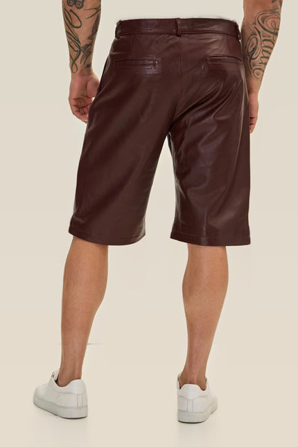 Nappa Lambskin Leather Shorts - Burgundy