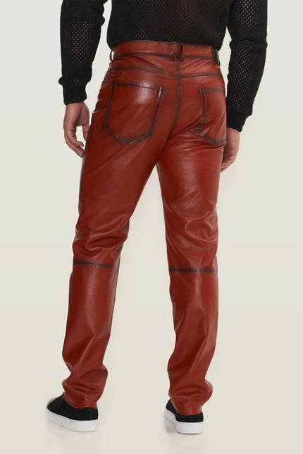 Lambskin Leather Pants - Red