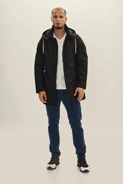 Hooded Raincoat - Black