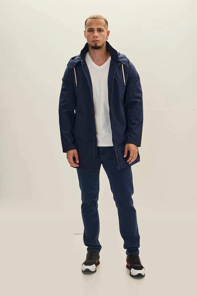 Hooded Raincoat - Navy