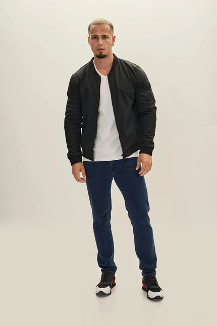 Classic Lightweight Bomber Jacket - Black