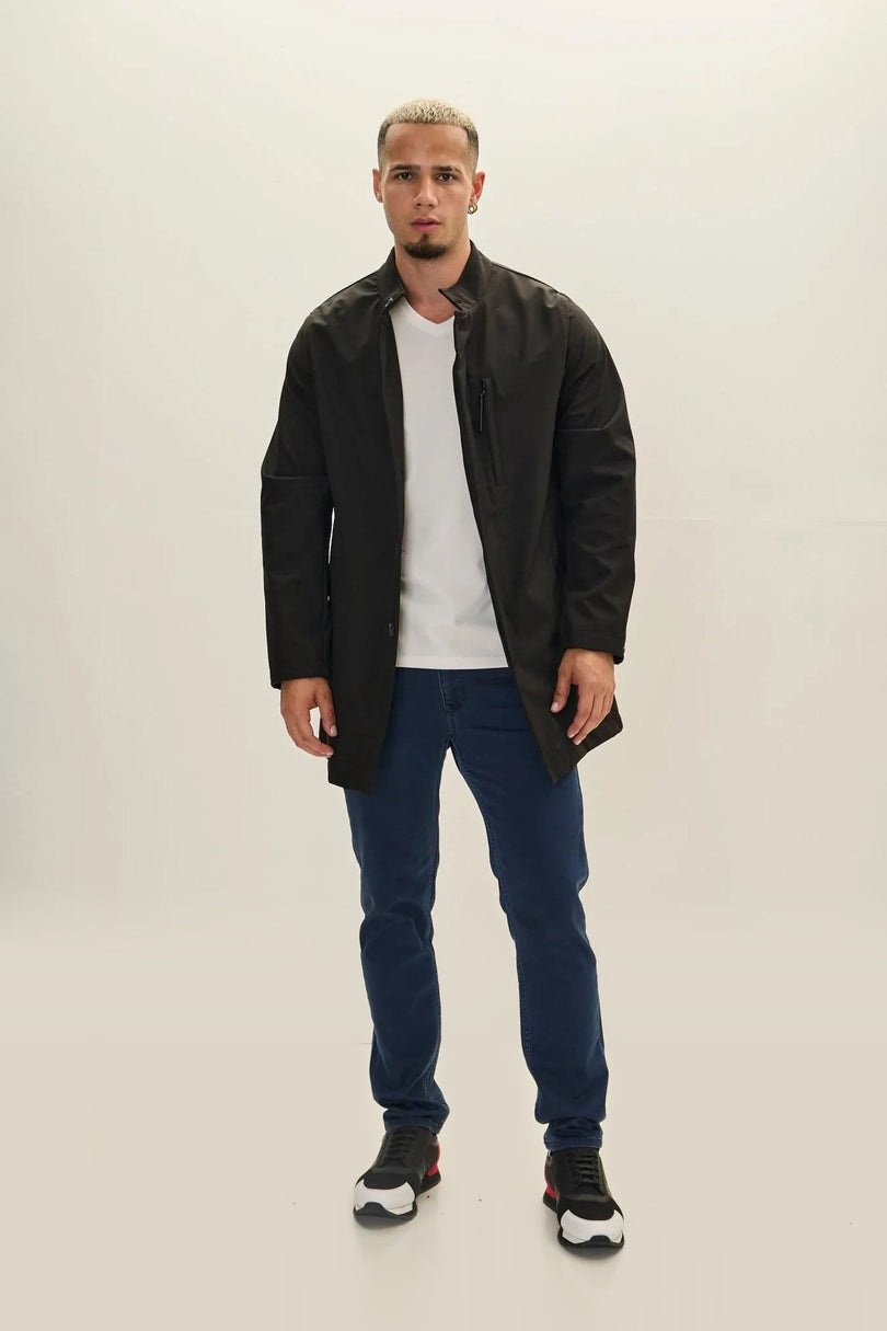 Long Storm-Flap Raincoat - Black