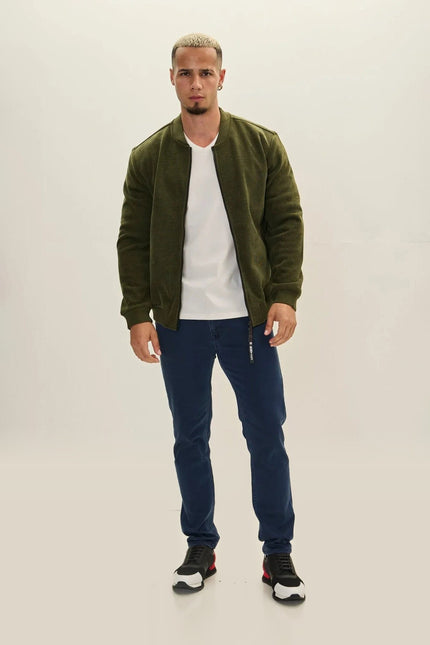 Lined Bomber Jacket - Khaki