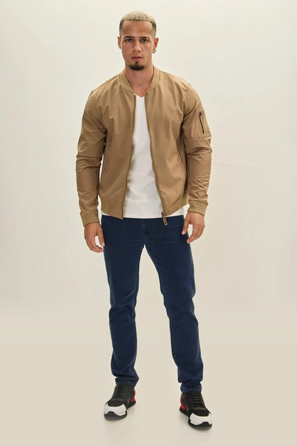 Classic Lightweight Bomber Jacket - Camel