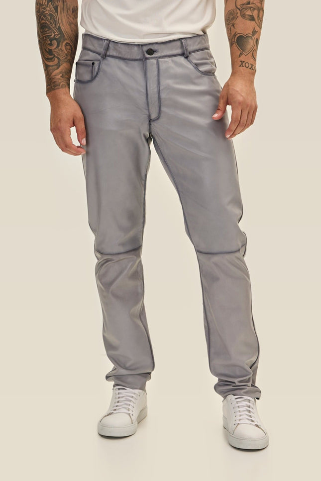 Lambskin Leather Pants - Grey Tint
