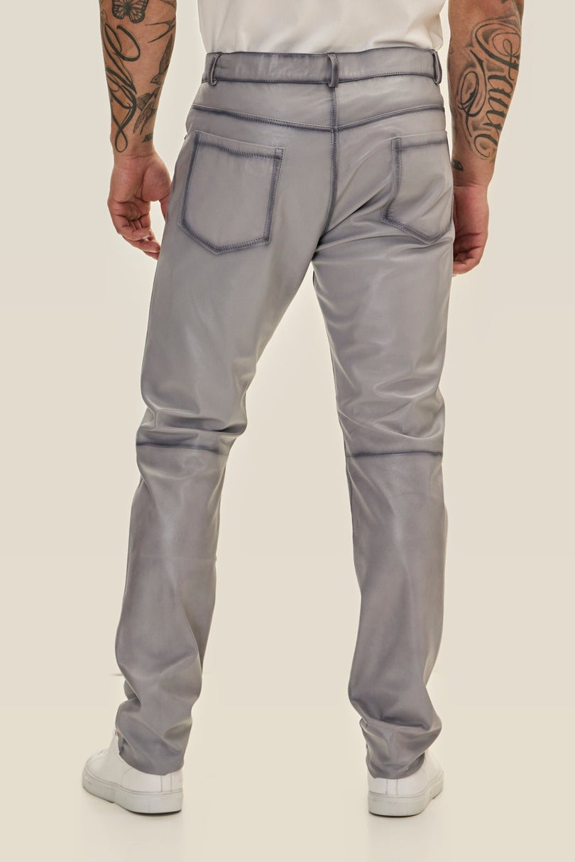 Lambskin Leather Pants - Grey Tint