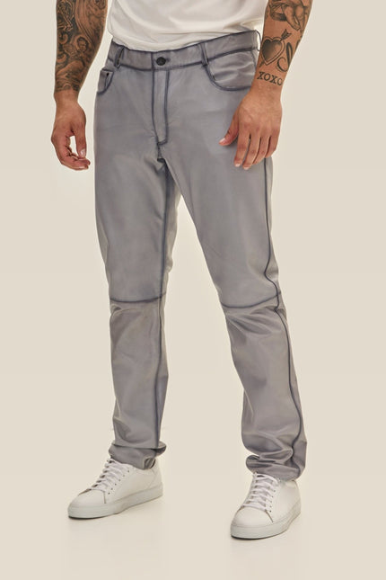 Lambskin Leather Pants - Grey Tint