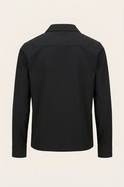 Snap Button Shirt Jacket - Black - Back