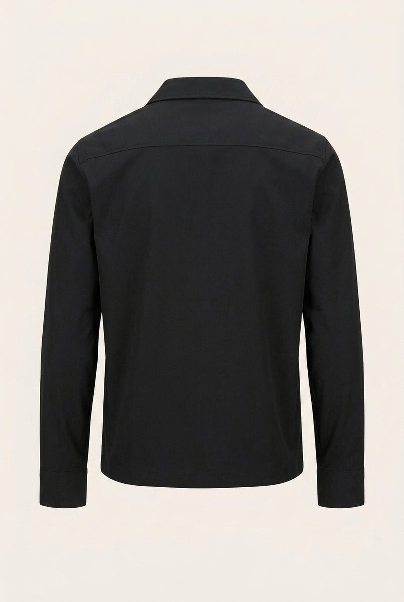Snap Button Shirt Jacket - Black - Back