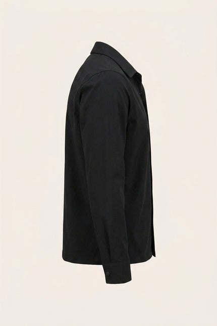 Snap Button Shirt Jacket - Black - Side