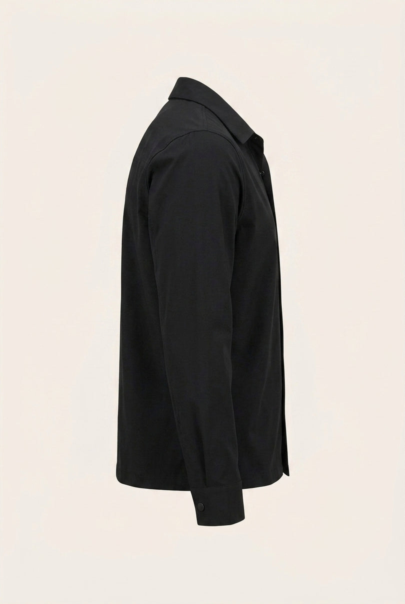 Snap Button Shirt Jacket - Black - Side