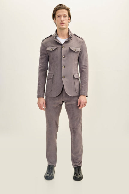 Microsuede Safari Jacket - Grey