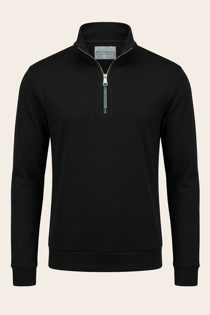 Zipper Up Jumper - Black - Front