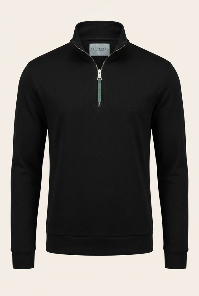 Zipper Up Jumper - Black - Front