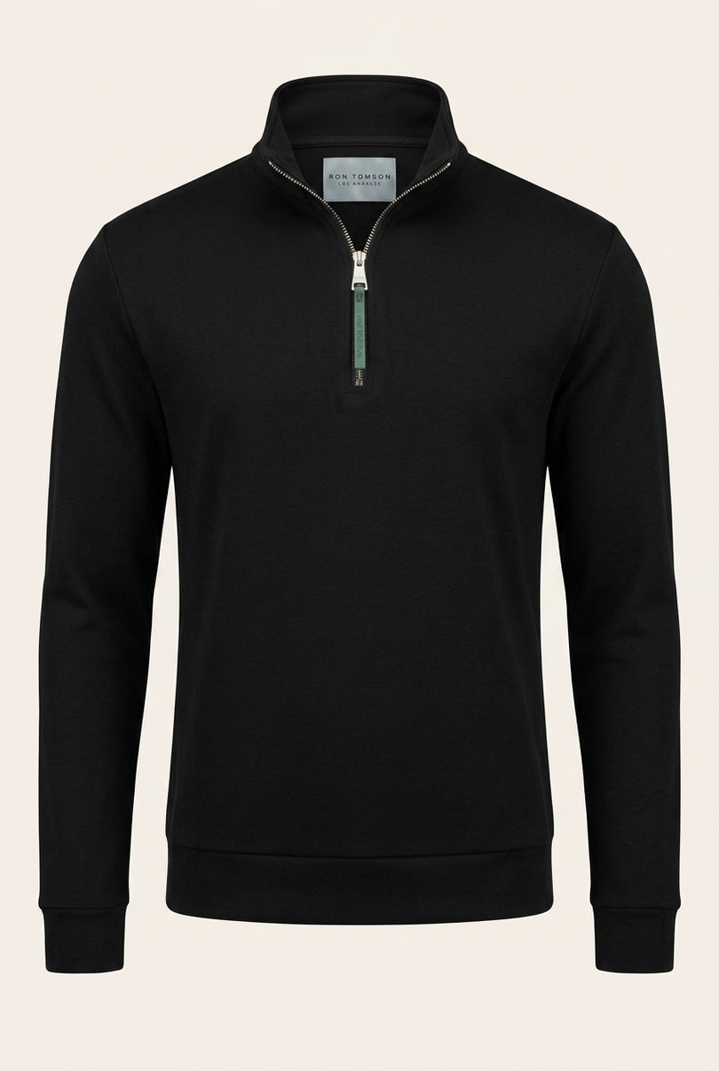 Zipper Up Jumper - Black - Front