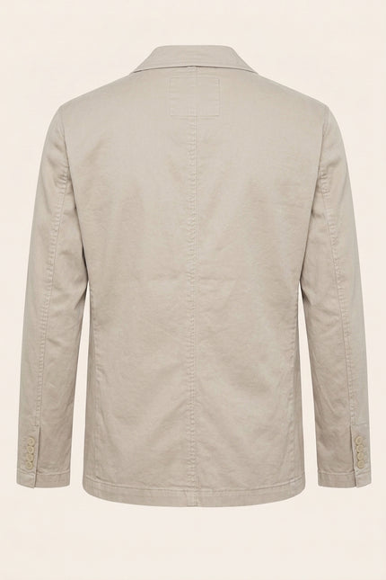 Cotton Sleek Pockets Blazer - Stone - Back