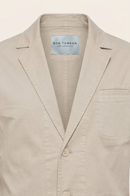 Cotton Sleek Pockets Blazer - Stone - Detail