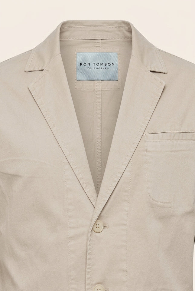 Cotton Sleek Pockets Blazer - Stone - Detail