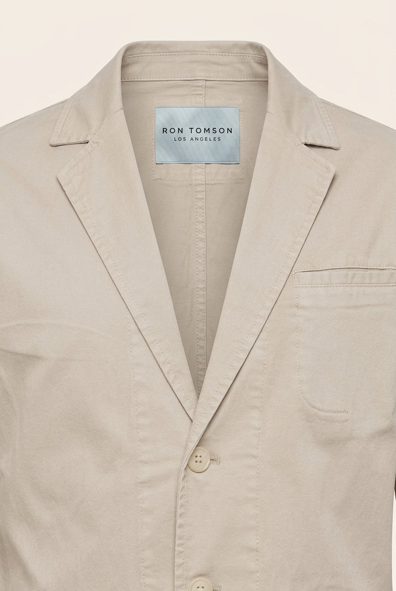 Cotton Sleek Pockets Blazer - Stone - Detail