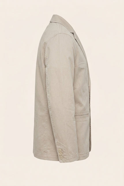 Cotton Sleek Pockets Blazer - Stone - Side