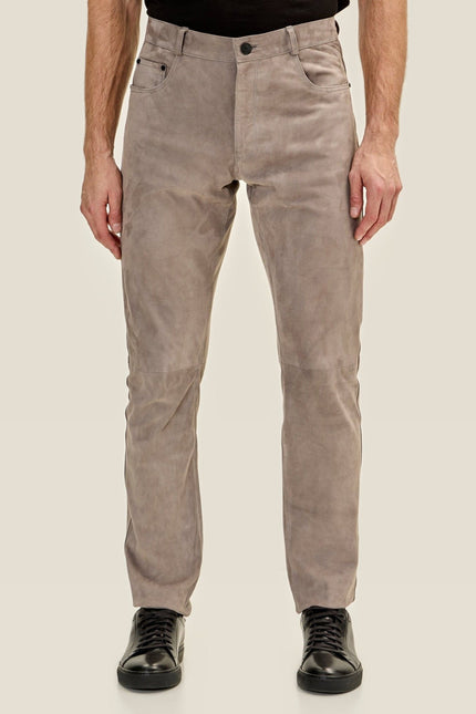 Lambskin Suede Pants - Grey
