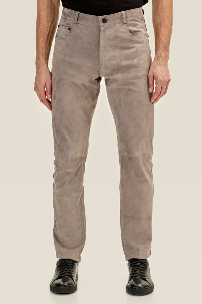 Lambskin Suede Pants - Grey