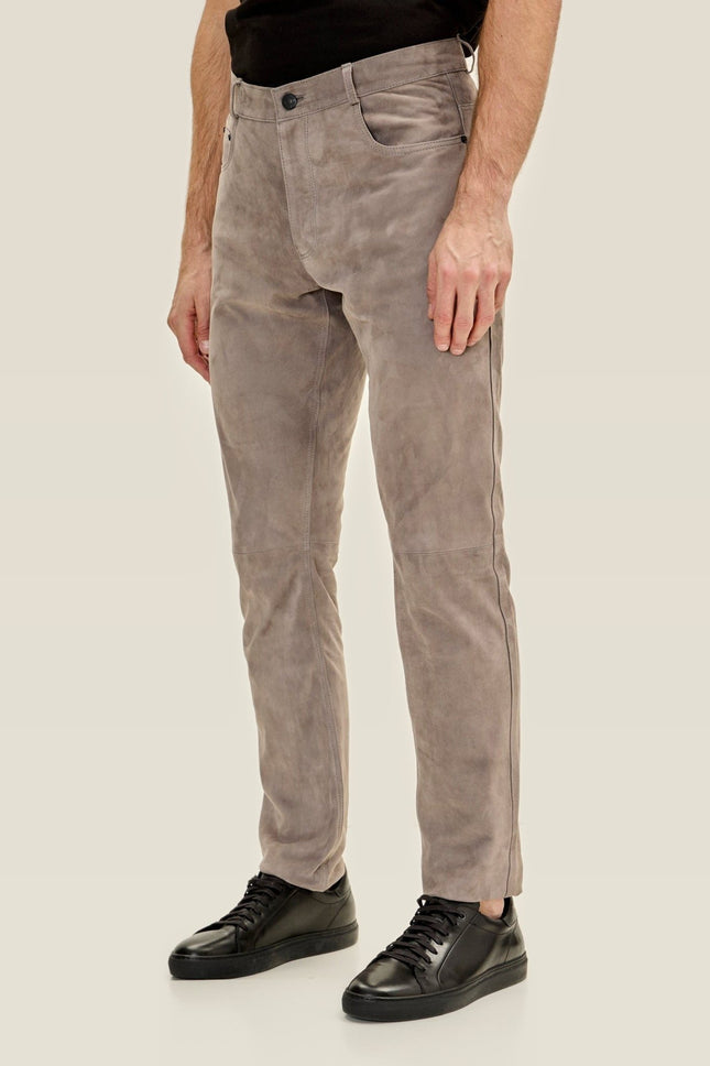 Lambskin Suede Pants - Grey