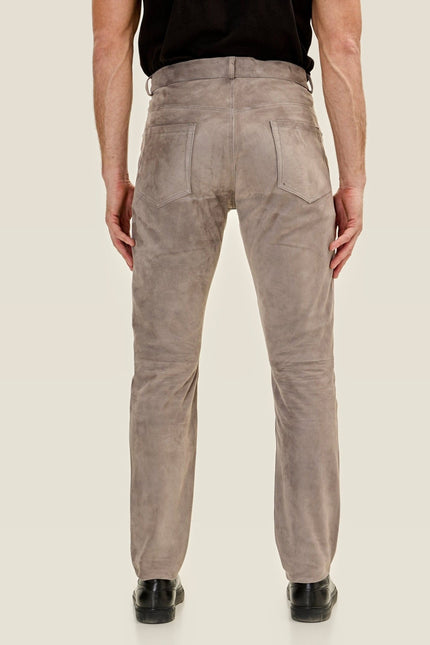 Lambskin Suede Pants - Grey