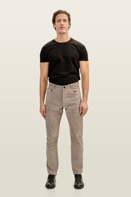 Lambskin Suede Pants - Grey
