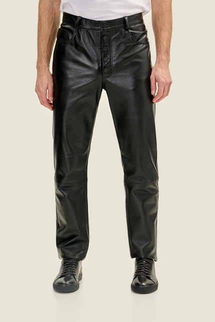 Lambskin Leather Pants - Black