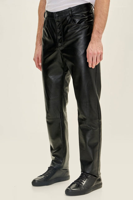 Lambskin Leather Pants - Black