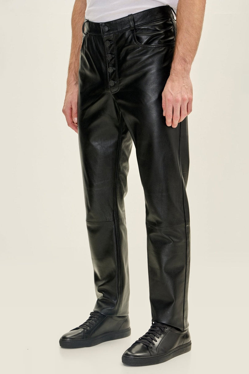 Lambskin Leather Pants - Black