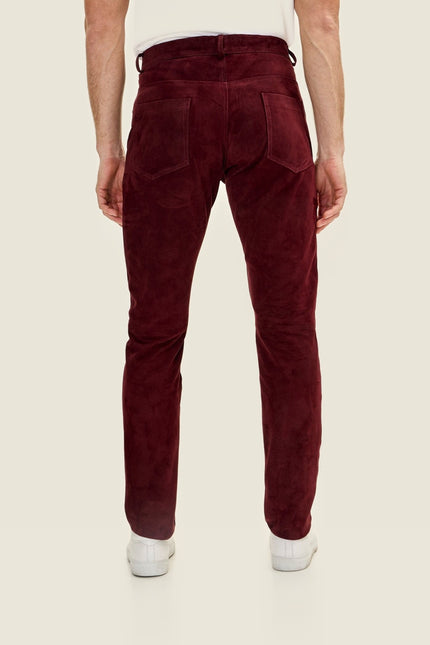 Lambskin Suede Pants - Wine