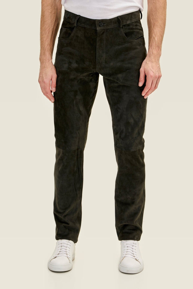 Lambskin Suede Pants - Khaki