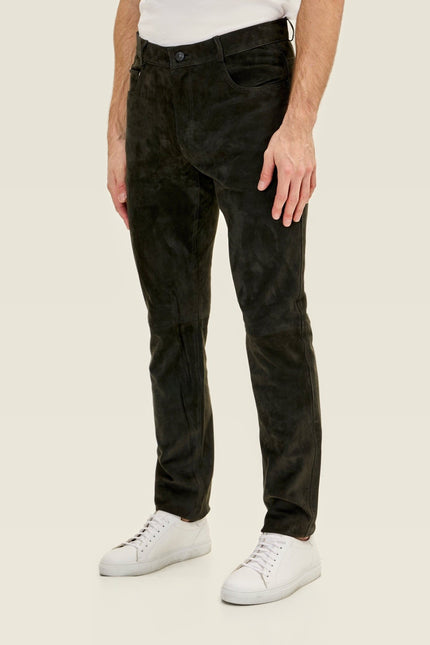 Lambskin Suede Pants - Khaki
