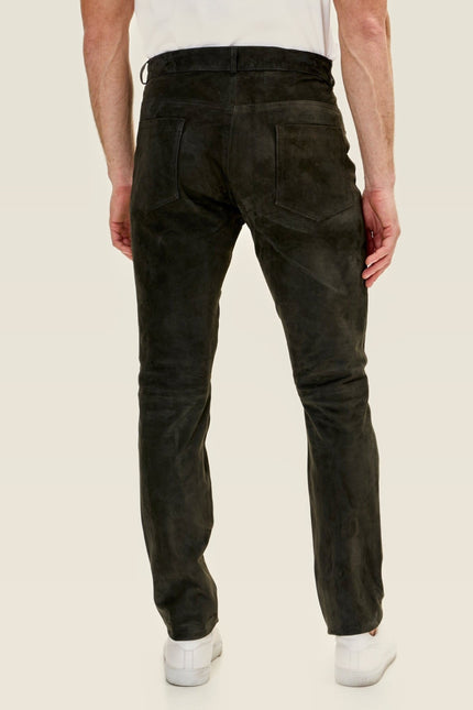 Lambskin Suede Pants - Khaki
