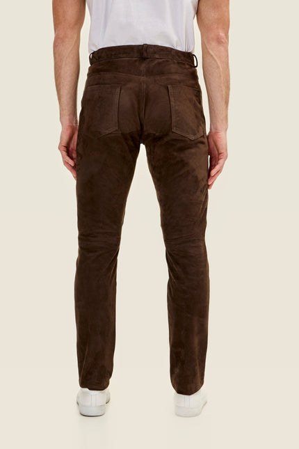 Lambskin Suede Pants - Chocolate Brown
