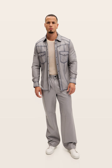Lambskin Leather Shirt - Grey Tint