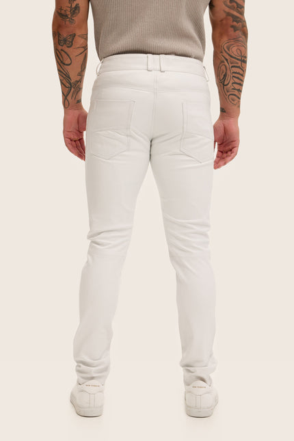 Multi-Zipper Nappa Lambskin Leather Pants - White Gold