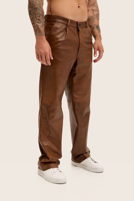 Lambskin Leather Pants - Brown