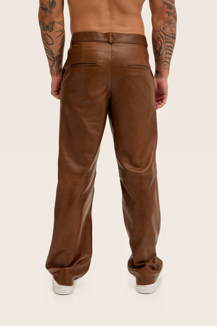 Lambskin Leather Pants - Brown