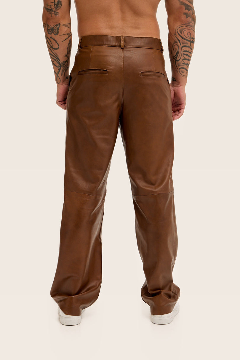 Lambskin Leather Pants - Brown
