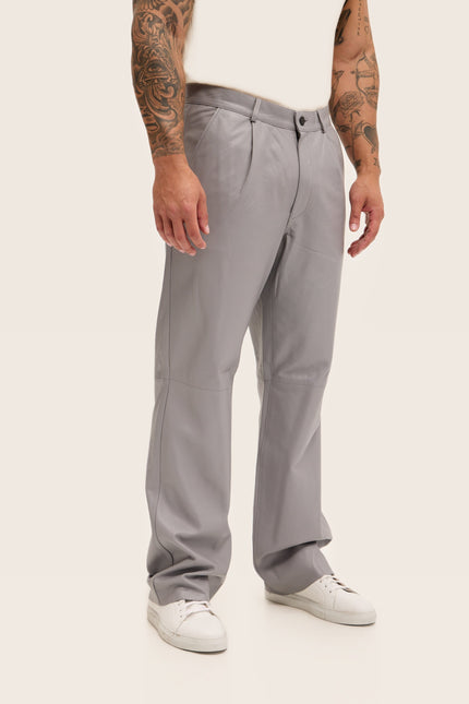 Lambskin Leather Pants - Grey