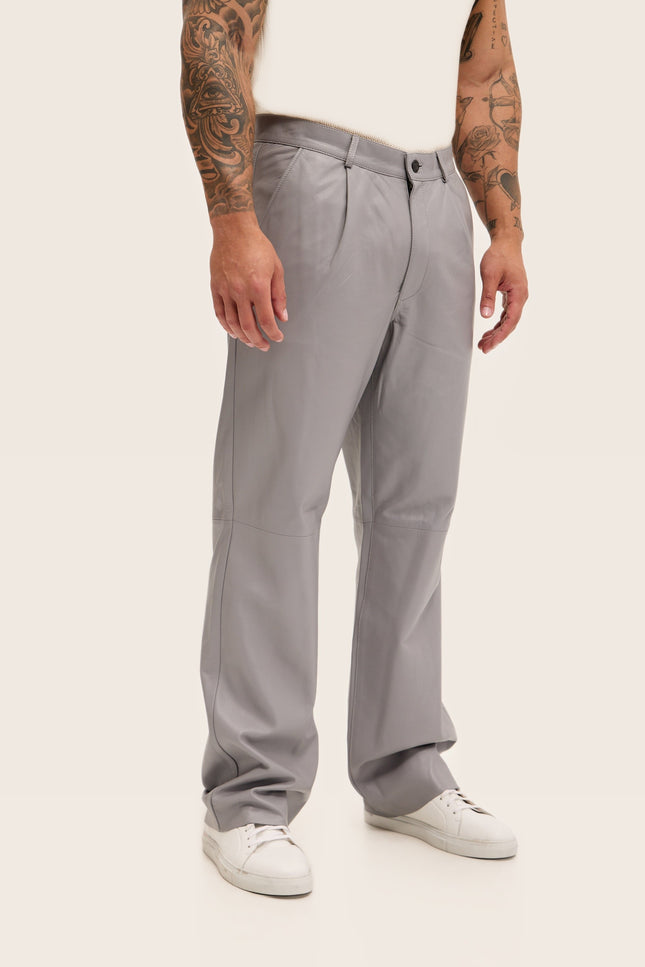 Lambskin Leather Pants - Grey