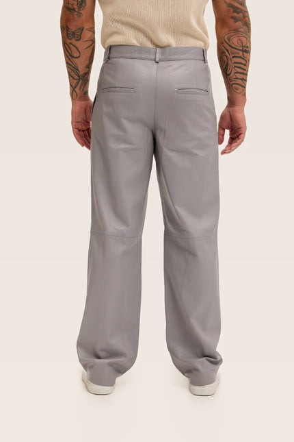 Lambskin Leather Pants - Grey