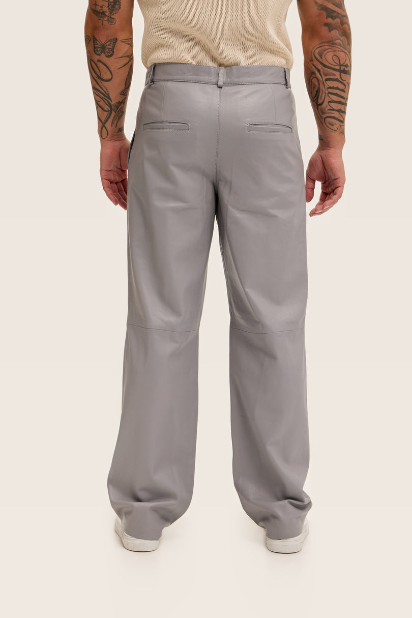 Lambskin Leather Pants - Grey