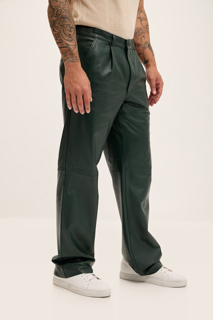 Lambskin Leather Pants - Green