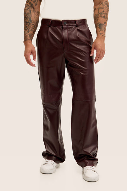 Lambskin Leather Pants - Wine