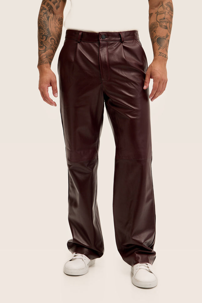 Lambskin Leather Pants - Wine
